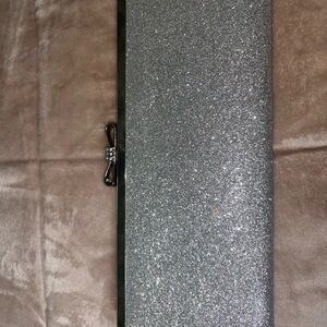 INC International Concepts Black Clutch with Silver Bow